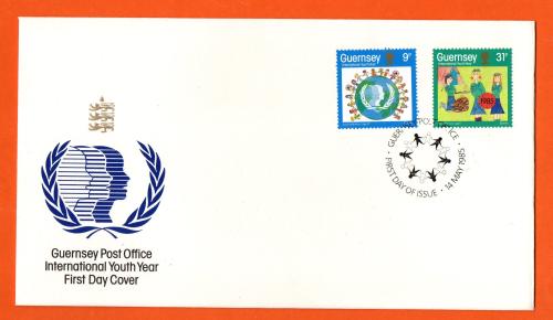 Bailiwick Of Guernsey - FDC - 1985 - International Youth Year Issue - Guernsey Post Office First Day Cover