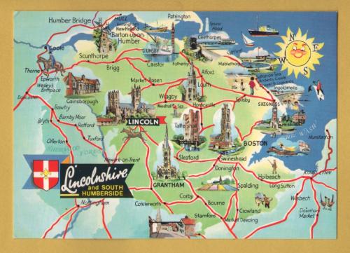 `Lincolnshire and South Humberside` - Postally Unused - E.T.W.Dennis Postcard