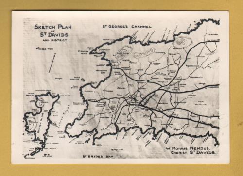 `Sketch Plan of St David`s and District` - Postally Unused - W.M.Mendus Postcard