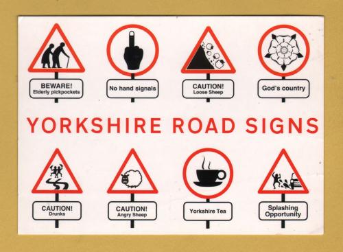 `Yorkshire Road Signs` - Postally Unused - Judges Postcard