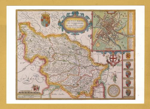 `John Speed: West Riding. Engraved 1610, Published 1676` - Postally Unused - Cleveland County Museum Postcard