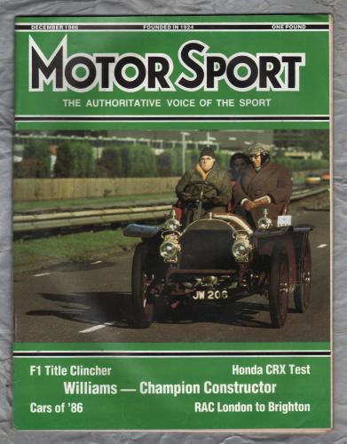 MotorSport - Vol.LXII No.12 - December 1986 - `Williams-Champion Constructor` - Motor Sport Magazine Limited