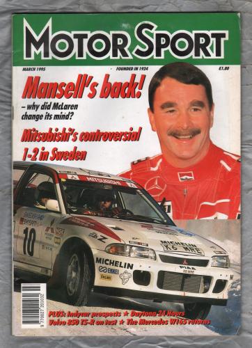 MotorSport - Vol.LXXI No.3 - March 1995 - `Mansell Returns` - Teesdale Publishing Company Limited