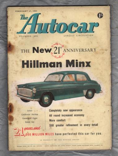 Autocar Magazine - Vol.98 No.2987 - February 27th 1953 - `The 2CV Citroen` - Published by Iliffe & Sons Ltd