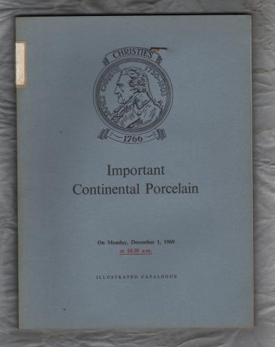 Christie`s - Auction Catalogue - `Important Continental Porcelain` - St James,London - Monday 1st December 1969