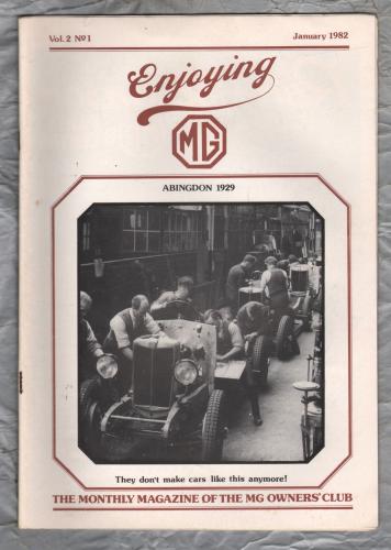 Enjoying MG - Vol.2 No.1 - January 1982 - `Fitting a New Midget Soft Top` - Published by MG Owners Club