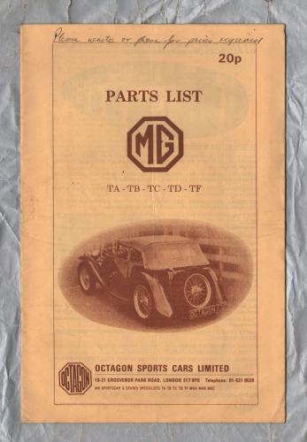 Octagon Sports Car Ltd - Parts List - MG TA/TB/TC/TD/TF - Date Unknown - Produced by Octagon Sports Cars