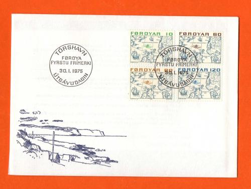 Faroe Islands - First Definitive Issue - FDC - `Torshavn - Foroya Fyrstu Frimerki 30-1-1975 Utgavudagin` - Postmark - First Day Of Issue