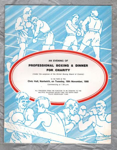 An Evening of Professional Boxing & Dinner For Charity - Civic Hall, Nantwich, Tuesday 18th November 1980 - Promoted by Cheshire Constabulary