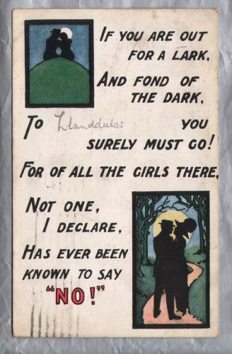 `If you are out for a lark. To Llandulas you surely must go...` - Postally Used - Manchester 3rd August 1914 - Postmark - Philco Publishing Co. Postcard