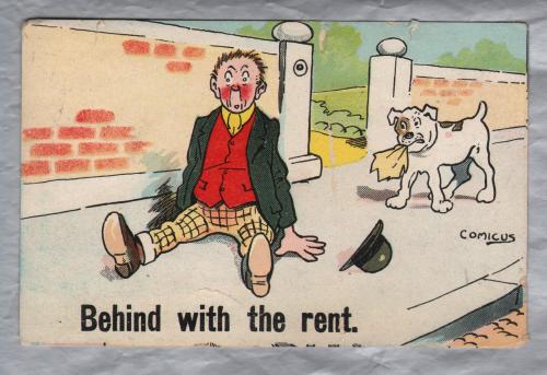 `Behind With The Rent` - Postally Used - 1910`s - Postmark - Comicus Postcard