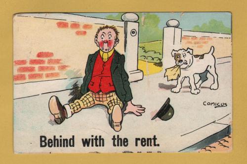 `Behind With The Rent` - Postally Used-1910`s - Comicus Postcard