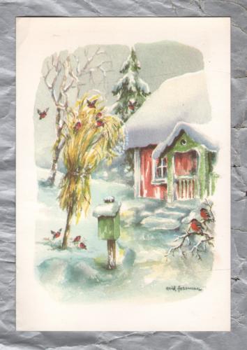 `God Jul Gott Nytt Ar` - Sweden - Postally Used - Malmo ? ? 19?? Postmark - grako Postcard - Erik Forsman Illustrated