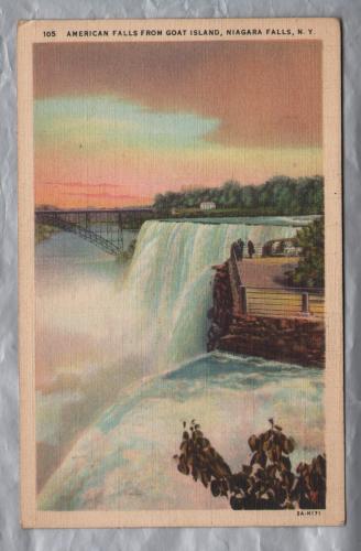 `105 `American Falls from Goat Island,Niagara Falls,N.Y` - New York - Postally Unused - Otto Ulbrich Postcard