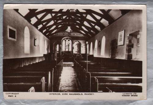 `Interior, Kirk Maughold, Ramsey` - Isle of Man - Postally Used - Brentwood 2nd February 1938 Essex - Lilywhite Postcard