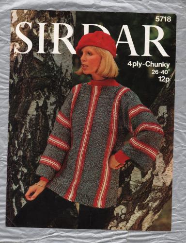 Sirdar - 4ply-Chunky - 26-40" - Design No.5718 - Female Over Sweater/Sweater - Knitting Pattern