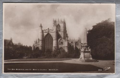 `The War Memorial and St Mary`s Church, Beverley` - Postally Used - Beverley 9th May 1942 Yorkshire Postmark - Walter Scott Postmark