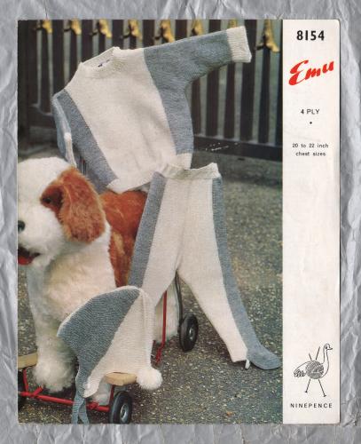 Emu - 3 Ply - 4 Ply - Chest Size 20 to 22" - Design No.8154 - Jumper,Leggings and Hat - Knitting Pattern