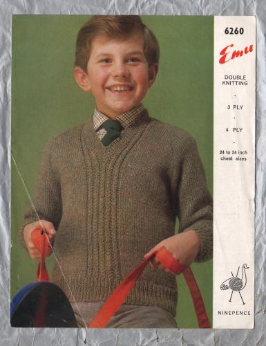 Emu - Double Knitting - 3 Ply - 4 Ply - Chest Sizes 24 to 34" - Design No.6260 - Sweater - Knitting Pattern