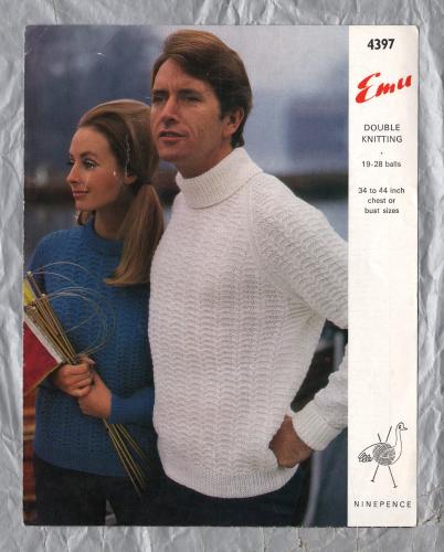 Emu - Double Knitting - Chest or Bust Sizes 34 to 44" - Design No.4397 - His and Hers Sweater - Knitting Pattern