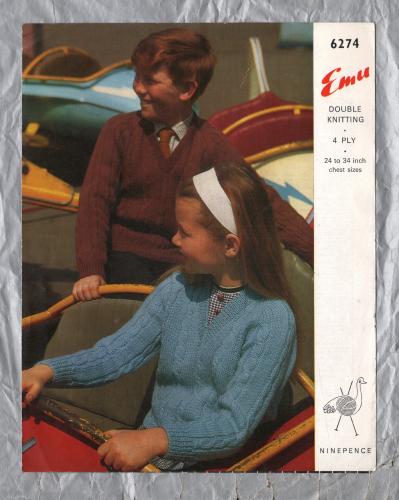 Emu - Double Knitting - 4 Ply - Chest Sizes 24 to 34" - Design No.6274 - Sweater - Knitting Pattern