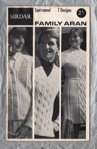 Sirdar - `Family Aran` - 7 Designs - Sweater/Cardigan/Cap/Jacket/Comfies/Dress - Knitting Pattern