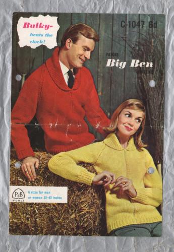 P&B Wools - Bulky - Six Sizes for Man or Woman 32 to 42" - Design No.C-1047 - Big Ben for Zip - Knitting Pattern