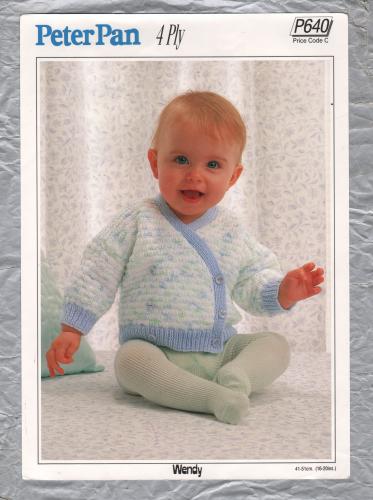 Wendy - 4 Ply - Peter Pan - 16 to 20"/41 to 51cm - Design No.P640 - Jacket - Knitting Pattern