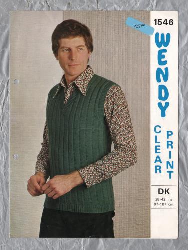 Wendy - Double Knitting - 38 to 42"/97 to 107cm - Design No.1546 - Man`s Sleeveless Sweater - Knitting Pattern