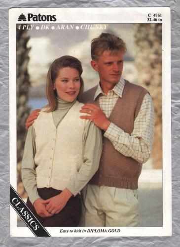 Patons - Double Knitting - 4 Ply - Bust/Chest Sizes 32 to 46" - Design No.C 4761 - Waistcoat - Knitting Pattern