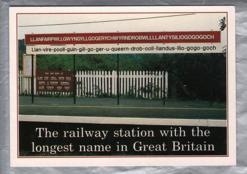 `The railway station with the longest name in Great Britain` - Llanfairpwllgwyngyllgogerychwyrndrobwllllantysiliogogogoch - Postally Unused - John Hinde Ltd Postcard