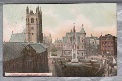 `St Andrews Cross & Municipal Buildings, Plymouth` - Postally Used - Bromley 22nd May 1907 Kent Postmark 