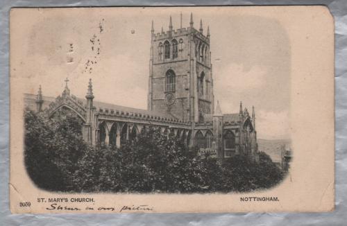 `3059  St Mary`s, Nottingham` - Postally Used - Nottingham 2nd November 1907 Postmark - Undivided Back.