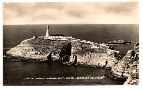 `The "St Seiriol" Passing South Stack Lighthouse. Holyhead` - Postally Unused - C.Chadwick Postcard