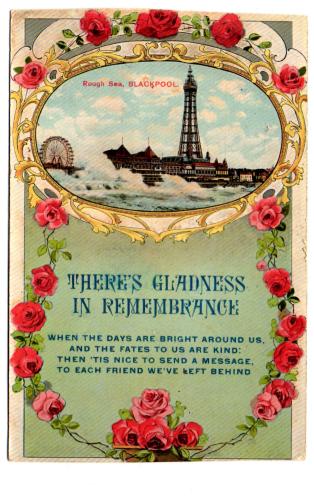 `There`s Gladness In Remembrance` - Postally Used - Blackpool 3rd July 1922 Postmark