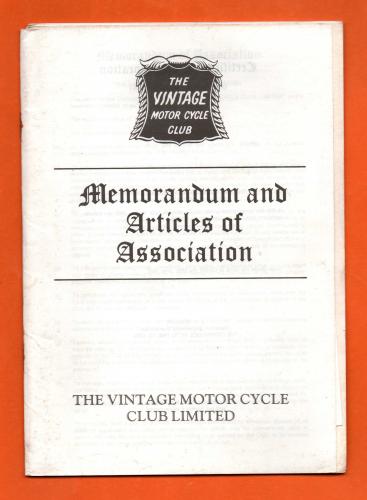 `The Vintage Motor Cycle Club` - Memorandum and Articles of Association 1981 - Published by The Vintage Motor Cycle Club