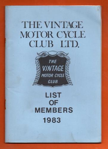 `The Vintage Motor Cycle Club` - List of Members 1983 - Published by The Vintage Motor Cycle Club
