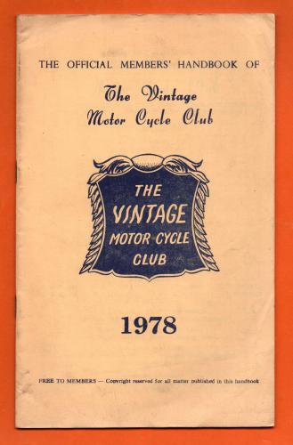 `The Vintage Motor Cycle Club` - The Official Members` Handbook 1978 - Published by The Vintage Motor Cycle Club