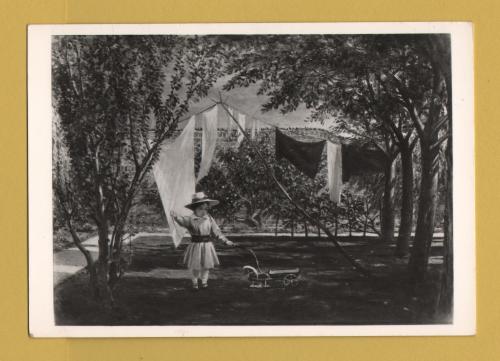 `A Garden Scene - C.R.Leslie` - Postally Unused - Victoria and Albert Museum Postcard.