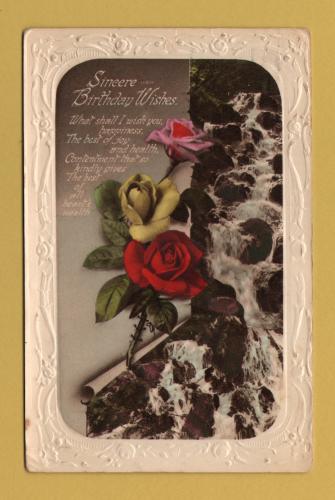 `Sincere Birthday Wishes.` - Postally Used - Neath 14th August 1932 Glam. - W.B.L. London Postcard.