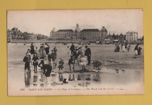 `232 MALO-LES-BAINS. - La Plage et le Casino - The Beach and the Casino` - Postally Unused - Levy & Co. Postcard.
