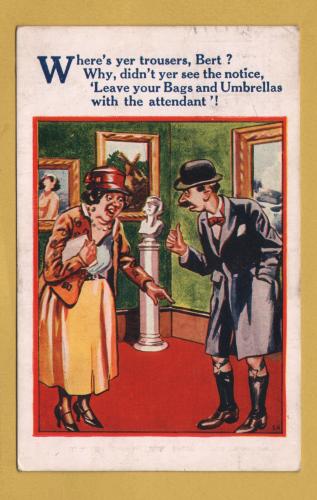 `Where`s yer trousers, Bert?....No.4546` - Postally Used-1936 - H. B. Ltd Postcard.