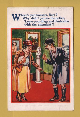 No.4546 - `Where`s yer trousers, Bert?......` - Postally Used - Weston-Super-Mare 9th August 1936 Som. - H. B. Ltd Postcard.