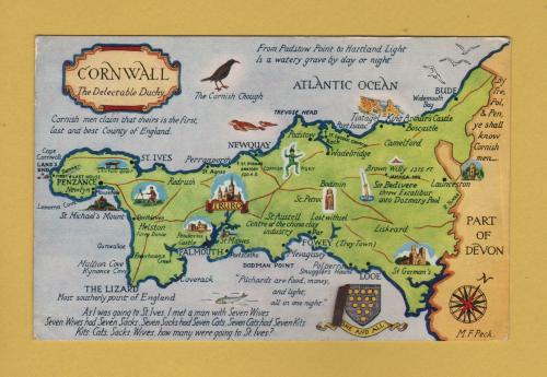 `Cornwall - The Delectable Duchy` - Postally Used - Penzance 31st May 1962 Postmark - J.Salmon Ltd Postcard.