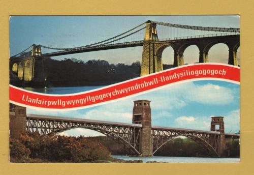 `Llanfairpwllgwyngyllgogerychwyrndrobwll-llandysiliogogogoch` - Postally Used - Caernarfon 28th October 1981 Gwynedd Postmark - E.T.W.Dennis & Sons Postcard