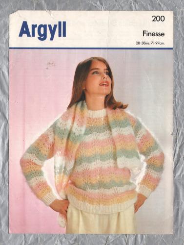 Argyll - Finesse - Bust/Chest Sizes 28-38" (71-97cm) - Design No.200 - Ladies Sweater and Scarf - Knitting Pattern