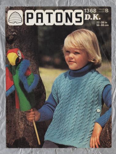 Patons - Double Knitting - Chest Sizes 22-26" (56-66cm) - Design No.1368 - Side Button Tabard - Knitting Pattern