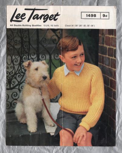 Lee Target - Double Knitting - Chest Size: 26-33" (66-84cm) - Design No.1498 - Boy`s Raglan Sweater - Knitting Pattern