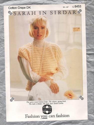 Sirdar - Cotton Crepe Double Knit - 32-44" - Design No.C 8453 - Sweater - Knitting Pattern