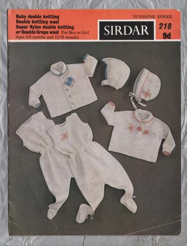 Sirdar - Sunshine Series - Age 6/9 Months and 12/18 Months - Design No.218 - Baby`s Pram Set for Boy and Girl - Knitting Pattern